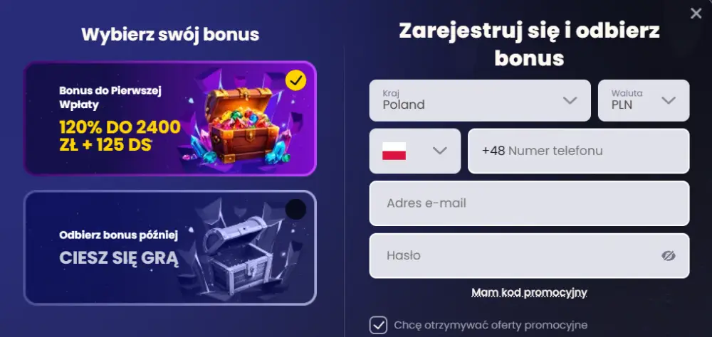 SlotsGem Casino – prezentacja bonusu powitalnego i darmowych spinów